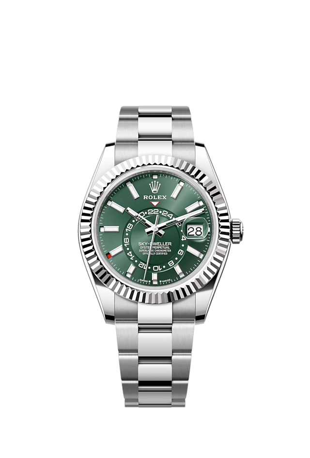 Rolex Sky-Dweller, 42mm, Oystersteel and 18k White Gold, Green, Oyster, Ref# 336934-0001