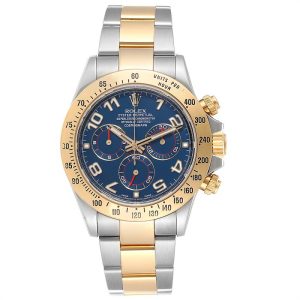 Rolex Daytona Steel Yellow Gold Blue Racing Dial Mens Watch 116523
